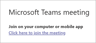 Example of the Microsoft Teams meeting notification to join on your computer or mobile app.