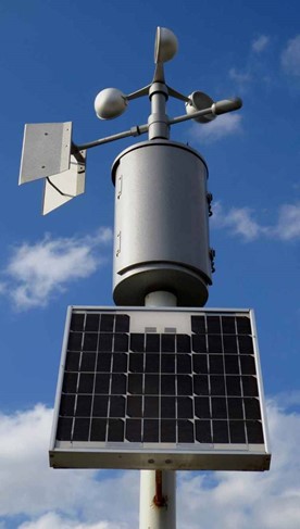 A weather station that is used to measure and record climate data such as wind direction and speed, rainfall and temperature.