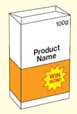Box with a measurement mark not hidden by a promotional strip around the box.
