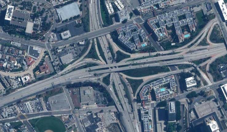 Photo taken from space showing an empty freeway.