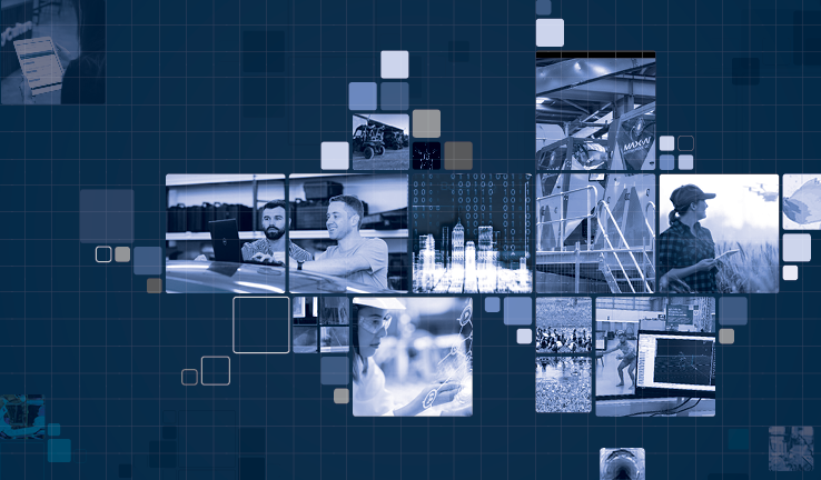 Decorative image showing people working on AI projects