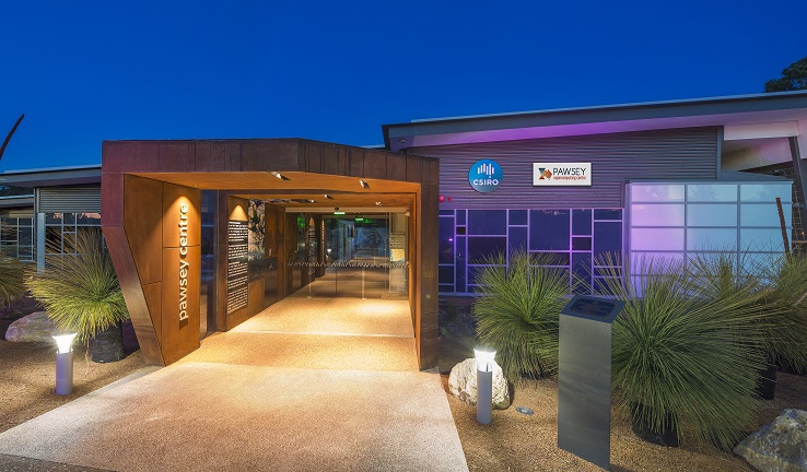 Photo of a building at night