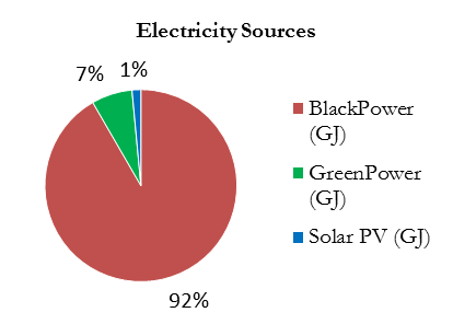 Pie chart of electricity sources