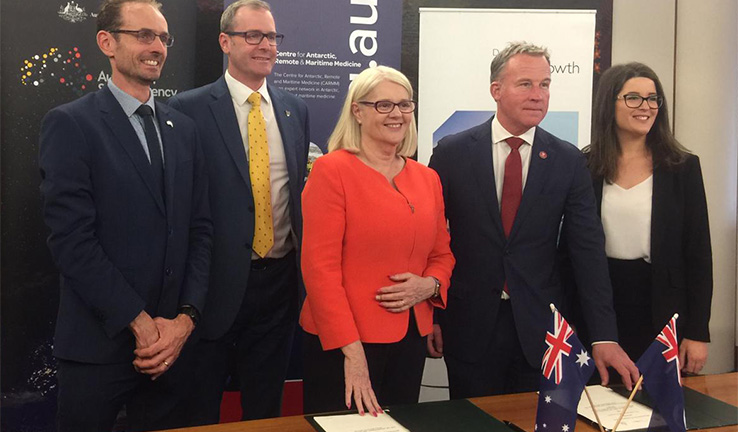 Photo at signing of the agreement between the Australian Space Agency and Tasmanian Government. Photo at signing of the agreement between the Australian Space Agency and Tasmanian Government.