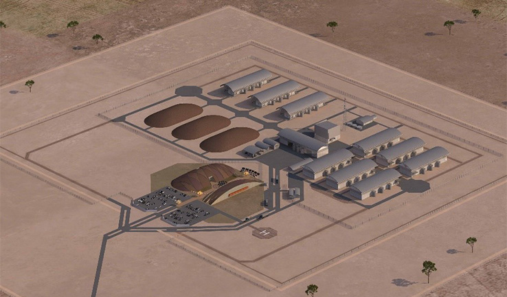 Facility design concept aerial An overhead digital image of the proposed design for the National Radioactive Waste Management Facility.