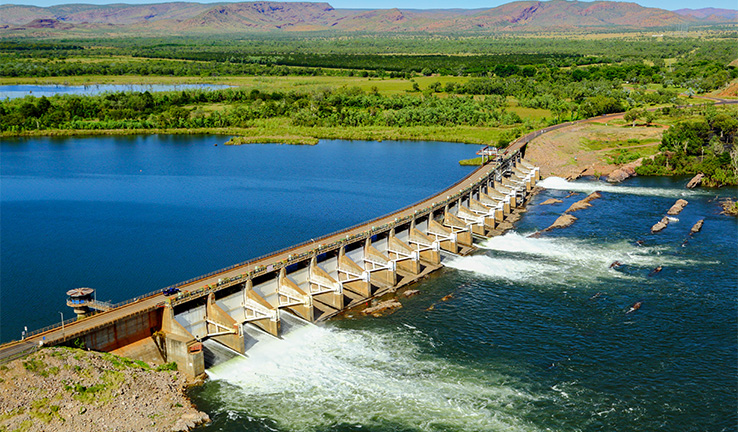 Aerial photo of the dam at Ord River. Aerial photo of the dam at Ord River.