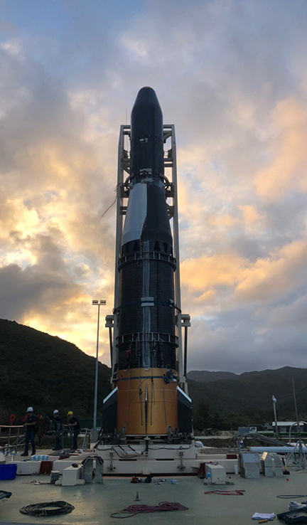 A rocket on a launch pad.