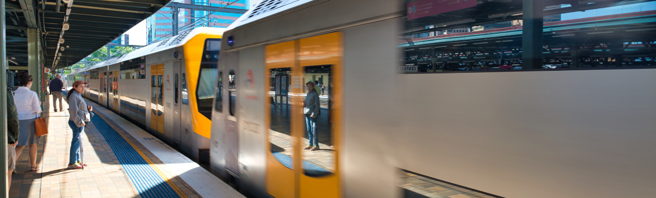 Train arriving at station