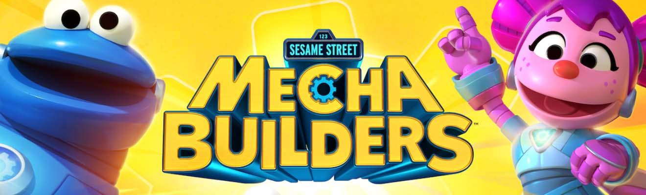 Image of Sesame Street Characters with the words Sesame Street Mecha Builders in the middle