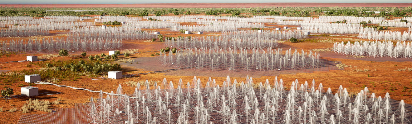 Groups of antennas on red dirt