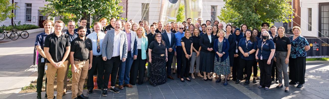 The ASA team with NASA out the front of the Australian Space Discovery Centre.
