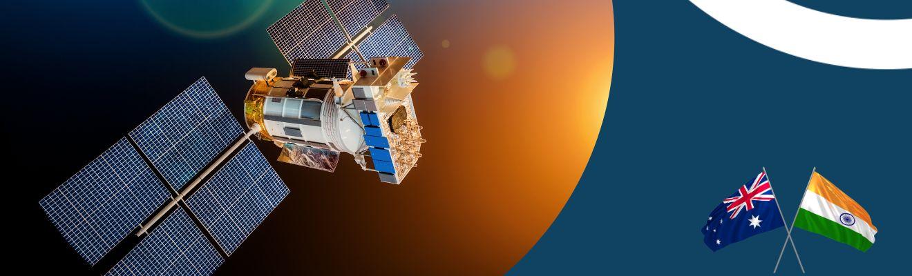 Space satellite with Indian and Australian flag