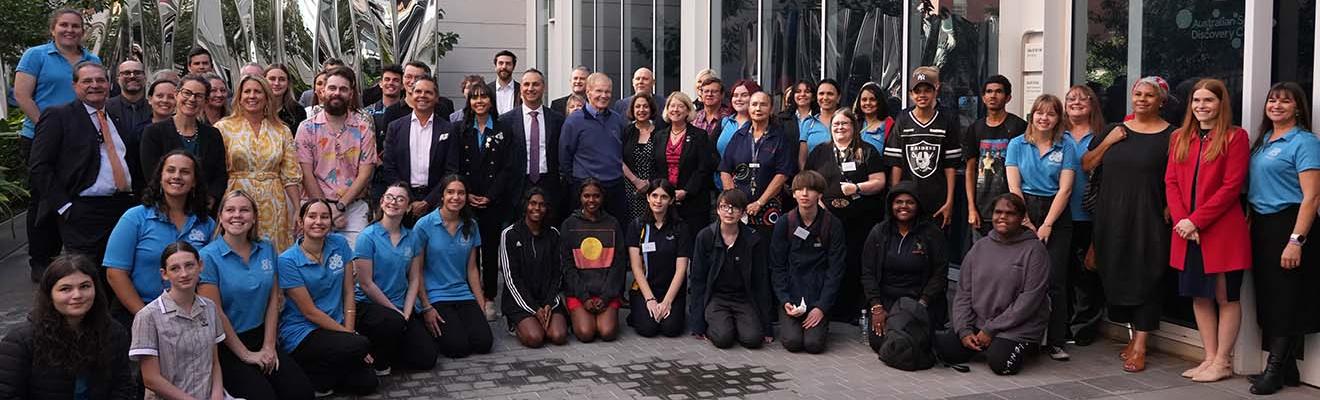 A group of people attending the National Indigenous Space Academy launch
