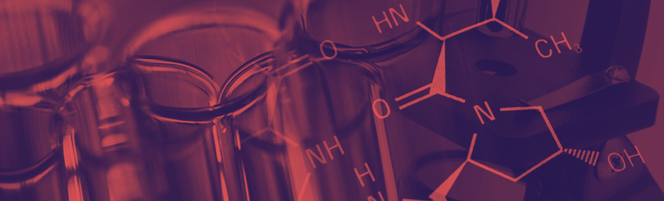 Abstract graphic includes microscope and test tubes