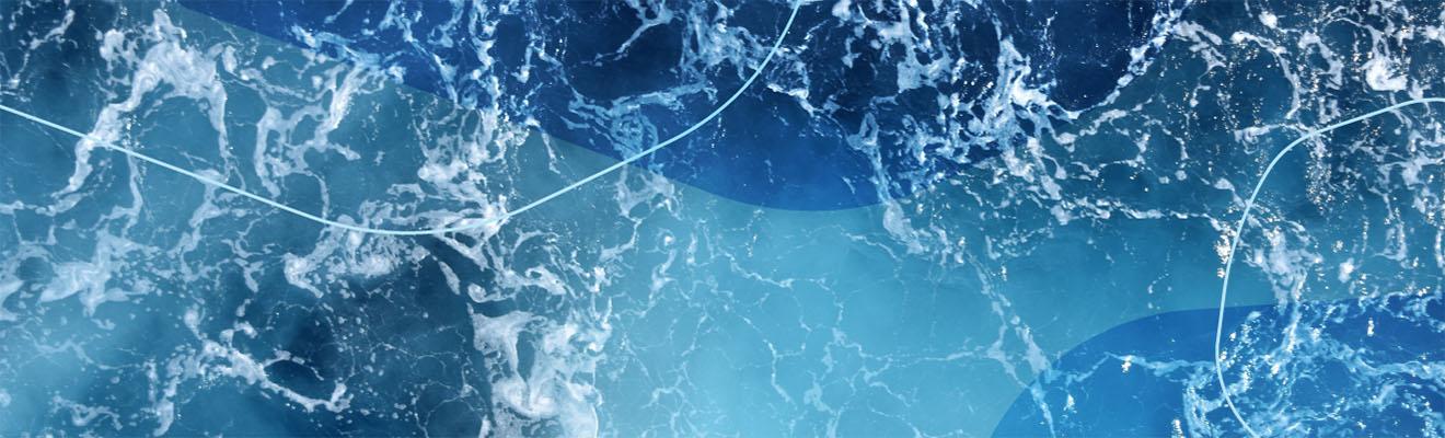A rough ocean with circle graphics overlaying the image.