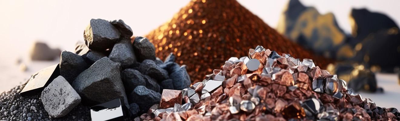 Photo of small piles of various minerals on a white surface