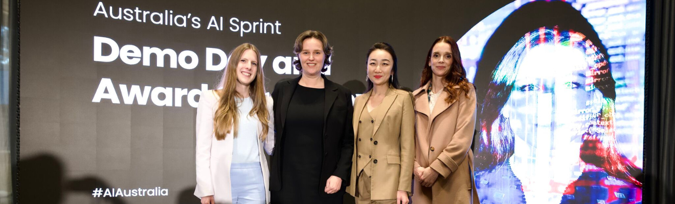 People on stage at Australia's AI Sprint