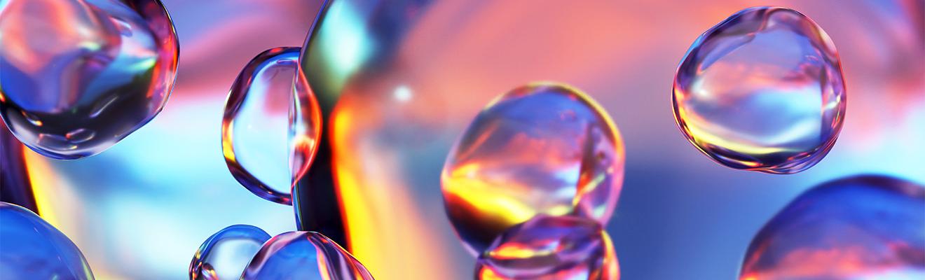 scientific water bubbles on a colourful background