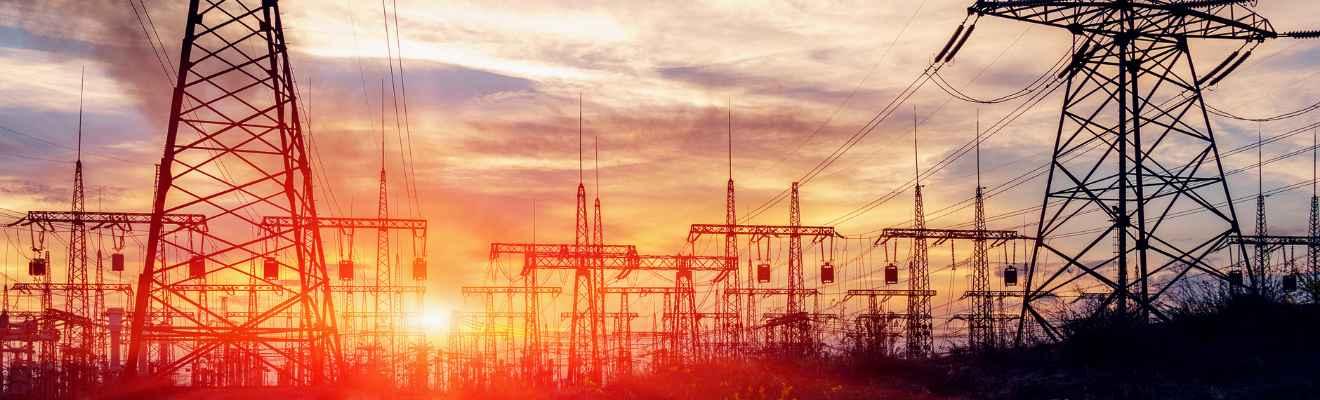 Power station with sunset in background