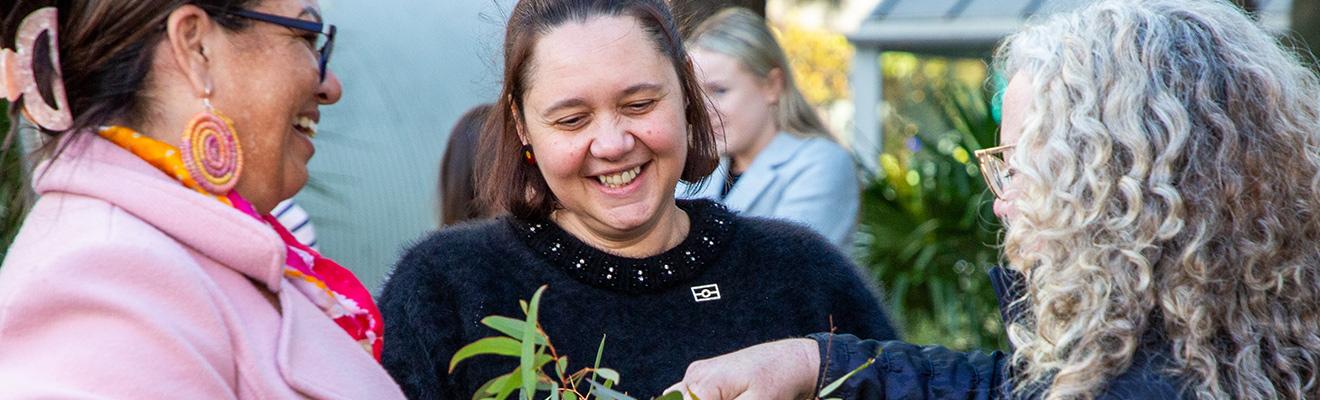 Serena Williams, Ngunnawal Elder, and Chief Operating Officer Casey Millward at National Reconciliation Week water ceremony 2025