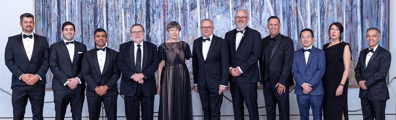 2025 recipients with the Prime Minister, Minister and Australia’s Chief Scientist at Parliament House.
