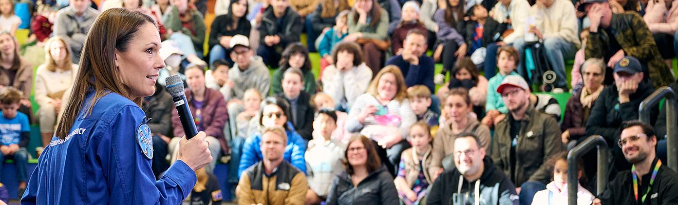 Katherine Bennell-Pegg sharing her knowledge at a Science Week event