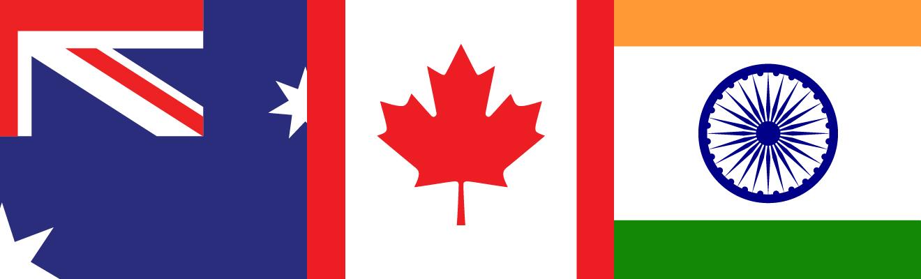 Image showing parts of the Australian, Canadian and India flags. 