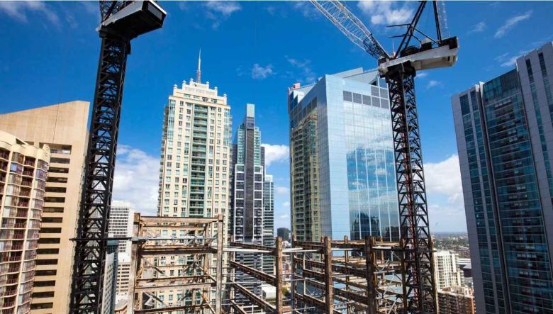 Cranes in Sydney constructing new high rise buildings