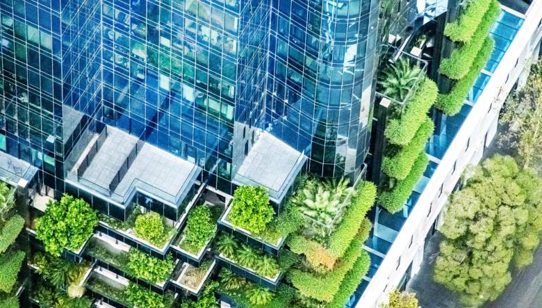 Balcony gardens in a modern high rise