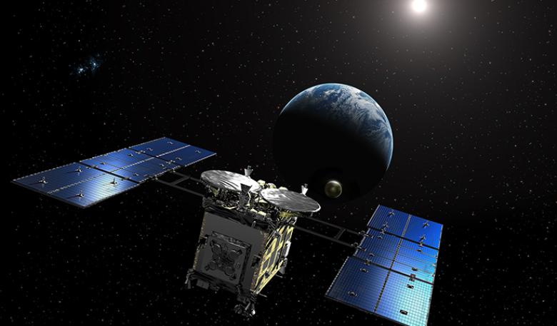 Hayabusa2 re-entry capsule release Artist’s impression of Hayabusa2 spacecraft re-entry capsule release.