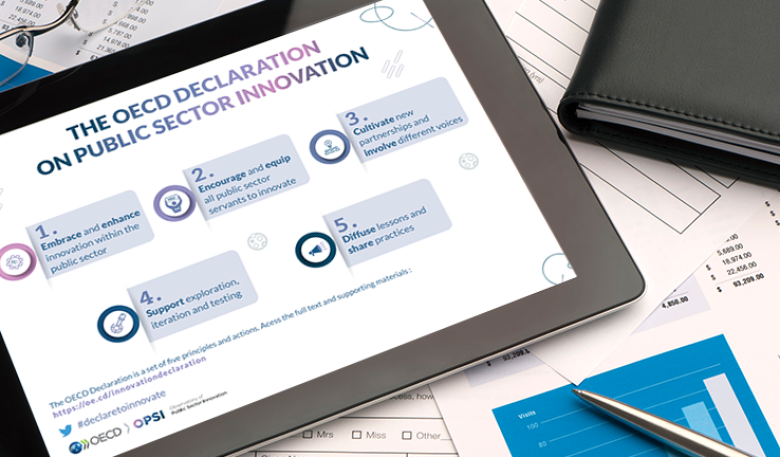 Photo of an iPad displaying an online diagram of the declaration. Photo of an iPad displaying an online diagram of the declaration.