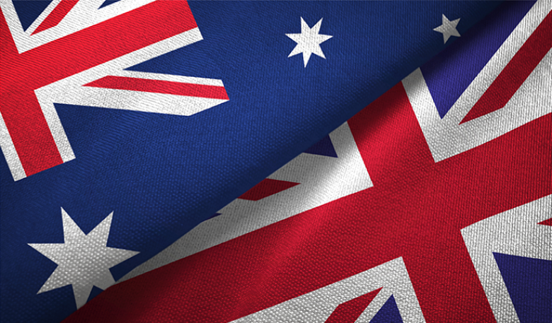Photo of Australian and UK flags