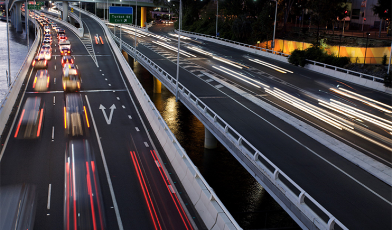 Photo of a road at night