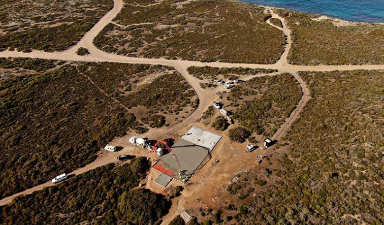 An aerial view of the Whalers Way launch site, under construction