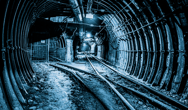 Photo of a railway in a mining tunnel
