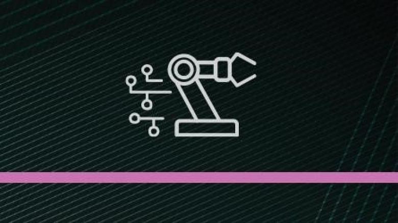 Infographic style image of robotic manufacturing machinery
