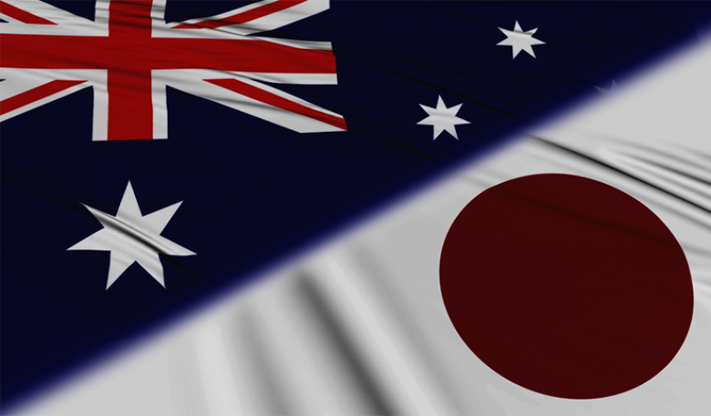 Photo of Australian and Japanese flags.