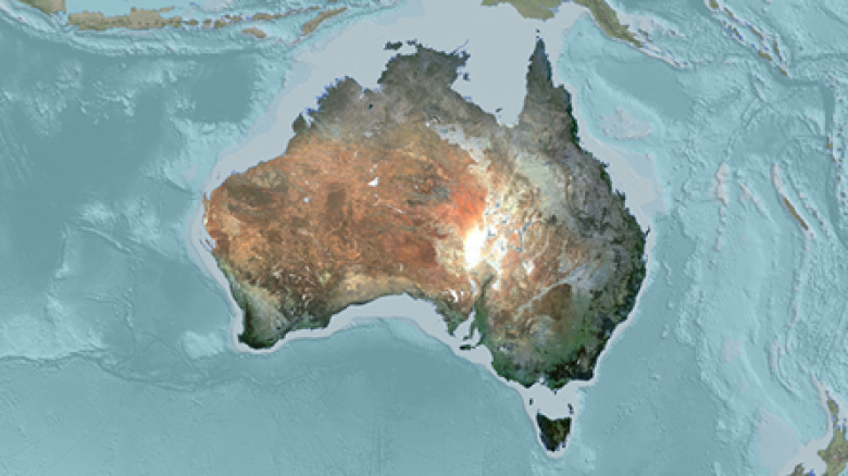 Topographic map of Australia Topographic map of Australia