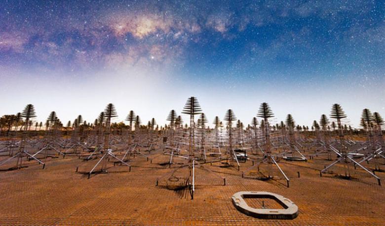 The Australian SKA under the night sky. 
