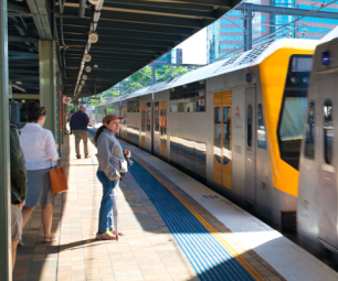 Train arriving at station