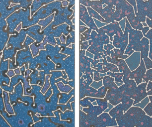 Aboriginal artwork showing a sky with constellations