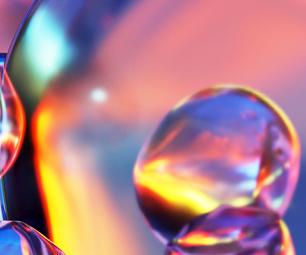 Clear scientific water bubbles on a colourful background 