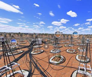 Screenshot of the Australian SKA virtual tour showing the Apperture Array Vertification System 