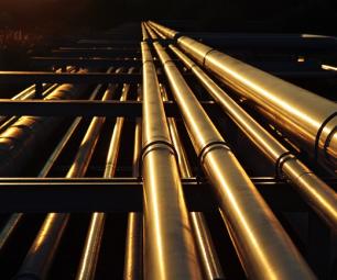 Photo of a golden pipeline system