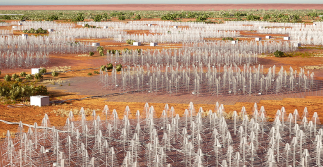 Groups of antennas on red dirt