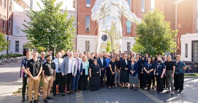 The ASA team with NASA out the front of the Australian Space Discovery Centre.