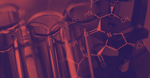 Abstract graphic includes microscope and test tubes