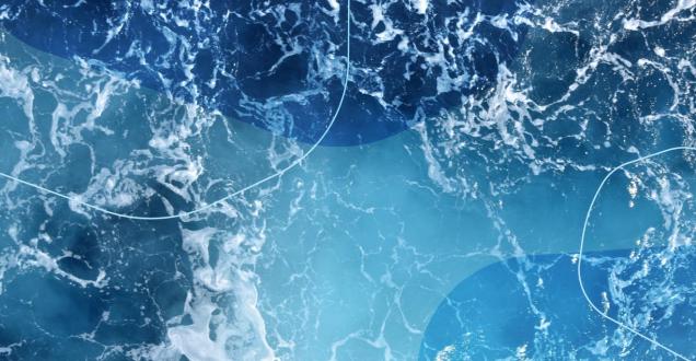 A rough ocean with circle graphics overlaying the image.