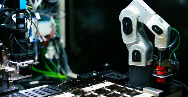 A robotic arm manufacturing optical switching technology. 