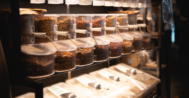Wholefoods and health foods in self-serve containers